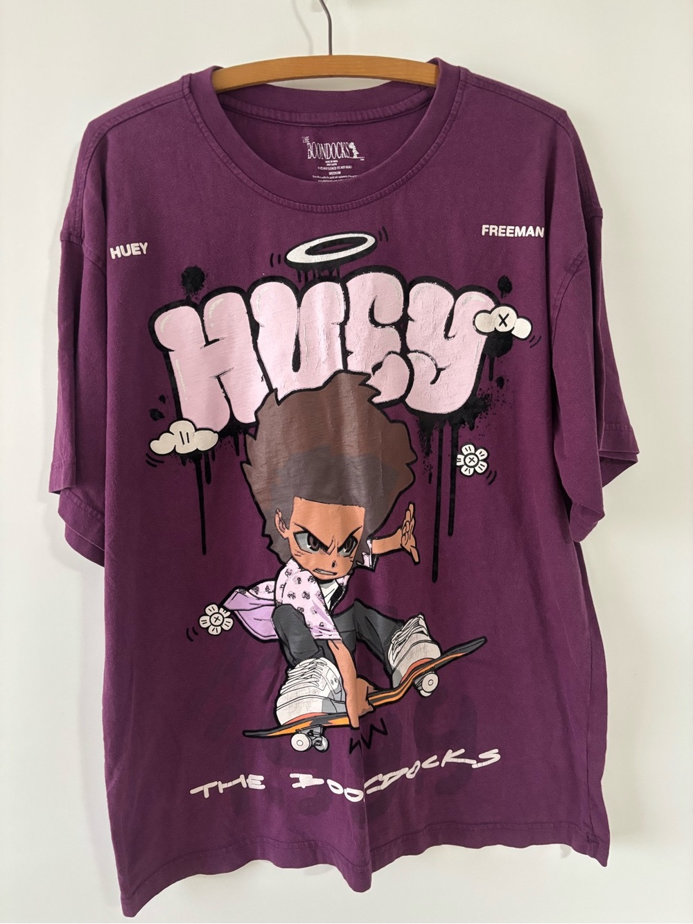 Huey Freeman Short Sleeve Graphic Tee - Purple the boondocks (oversized)